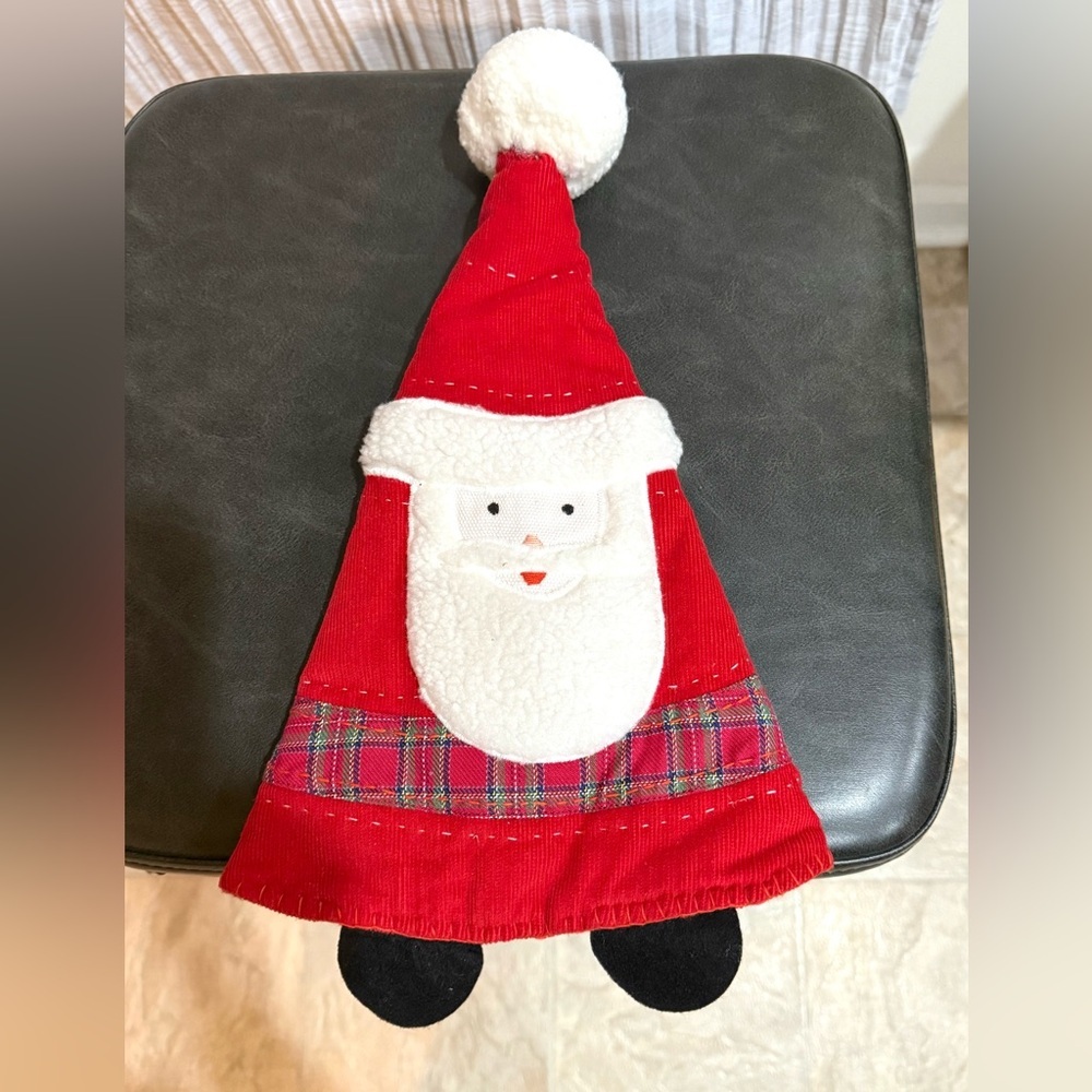 Pottery Barn Kids corduroy quilted Santa Claus Hat Tree Topper 15”